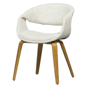Scaun dining crem/maro deschis din textil Yossi Avy Woood