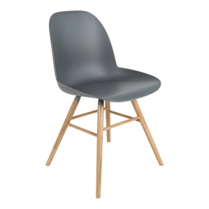 Scaun dining din plastic gri inchis Albert Kuip Zuiver