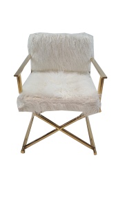 Scaun dining din textil alb Faroe Fur Gilli