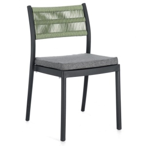 Scaun dining exterior gri carbune/verde din plastic Alvin Bizzotto