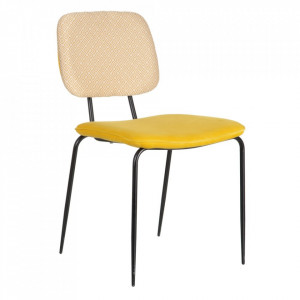 Scaun dining galben/negru din metal si poliester Jolop The Home Collection