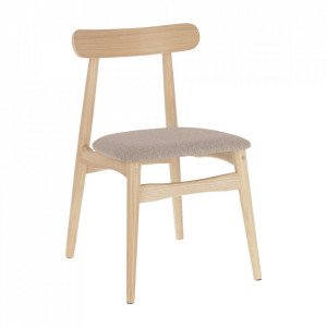 Scaun dining gri deschis/maro din poliester si lemn Nayme Kave Home