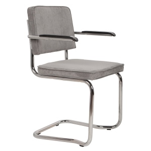 Scaun dining gri din textil Ridge Kink Rib Cool 32A Zuiver