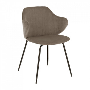 Scaun dining gri inchis din otel si catifea Suanne Kave Home