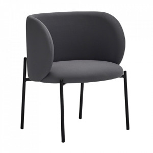 Scaun dining gri inchis din textil Mogi Teulat