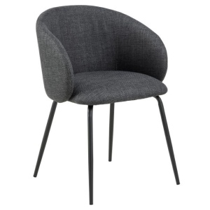 Scaun dining gri inchis/negru din textil Eleanor Basel Quiet Object