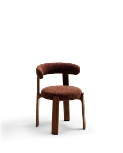 Scaun dining maro din textil Granite Walnut Four Chenille FR Kave Home