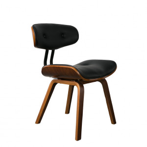 Scaun dining maro/negru din piele ecologica si placaj Blackwood Dutchbone