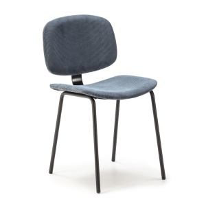 Scaun dining negru/albastru din catifea Arus The Home Collection