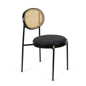 Scaun dining negru/bej din textil Don't Stop The Webbing Bold Monkey