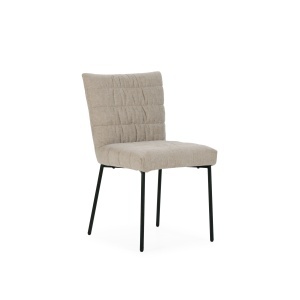 Scaun dining negru/bej din textil Naomi 4 The Home Collection