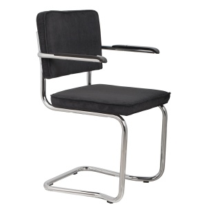 Scaun dining negru din textil Ridge Kink Rib 7A Zuiver
