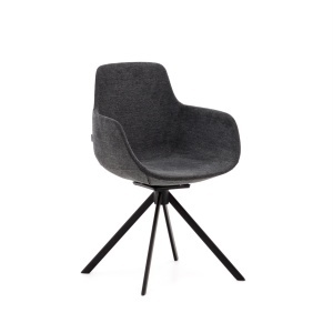 Scaun dining negru/gri din textil Tissiana Kave Home