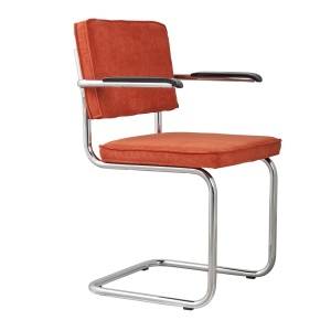 Scaun dining portocaliu din textil Ridge Rib 19A Zuiver