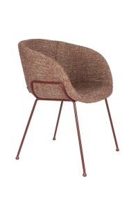 Scaun dining rosu din textil Feston Zuiver