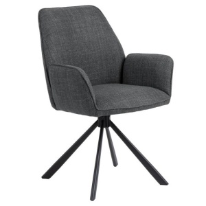 Scaun dining rotativ gri/negru din textil Glenda Actona Company