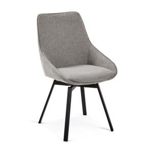 Scaun dining rotativ gri/negru din textil Haston Light Kave Home