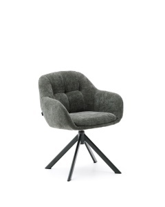 Scaun dining rotativ verde/negru din textil Dorina Chenille Kave Home