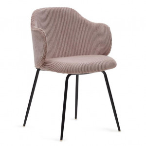 Scaun dining roz din textil Yunia Kave Home