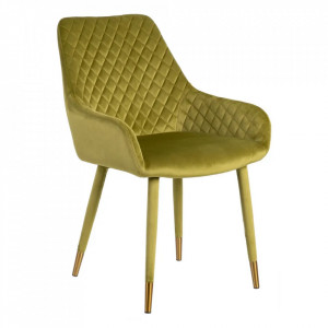 Scaun dining verde din catifea Darka The Home Collection