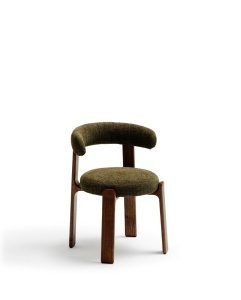 Scaun dining verde din textil Granite Chenille Walnut Kave Home