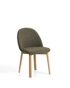 Scaun dining verde din textil Meila Light Chenille Kave Home