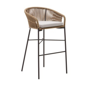 Scaun exterior bar maro/negru din metal Yanet Kave Home