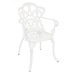 Scaun exterior dining alb din metal Victoria Bizzotto