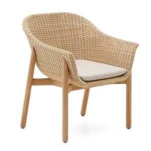 Scaun exterior dining bej din lemn Galea Kave Home