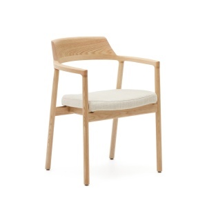Scaun exterior dining crem/maro din lemn Alocs Kave Home