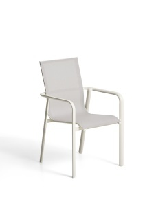 Scaun exterior dining ecru din metal Canea Kave Home