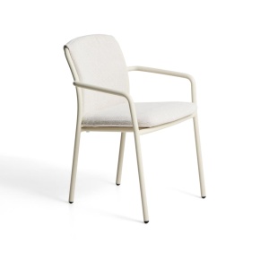 Scaun exterior dining ecru din metal Linosa Kave Home
