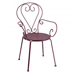 Scaun exterior dining rosu burgund din metal Etienne Bizzotto
