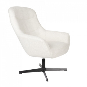 Scaun lounge alb antic din poliester si lemn Yuki The Home Collection