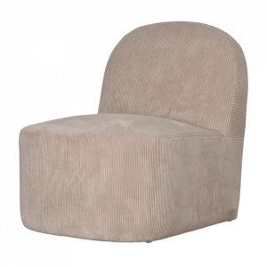 Scaun lounge bej din poliester si lemn Rochel The Home Collection