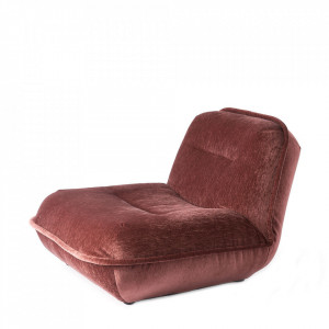 Scaun lounge rosu burgund din poliester si lemn Jolie Puff Pols Potten