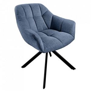 Scaun lounge rotativ albastru inchis din poliester si metal Papillon The Home Collection