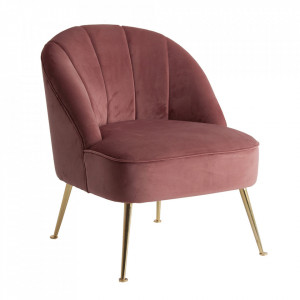 Scaun lounge roz/auriu din catifea si fier Ossera Vical Home
