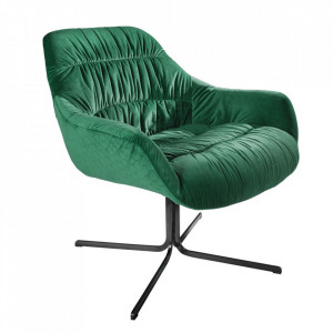 Scaun lounge verde din catifea si metal Dutch The Home Collection