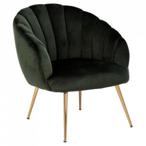 Scaun lounge verde inchis/auriu din textil si metal Daniella Actona Company