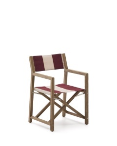 Scaun pliabil exterior rosu burgund/crem din textil Vilara Kave Home