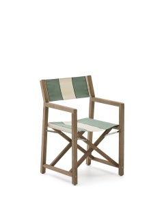 Scaun pliabil exterior verde/crem din textil Vilara Kave Home