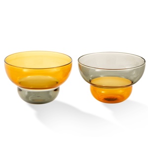 Set 2 boluri galbene/gri din sticla 220 ml Mizu Kiri Pols Potten