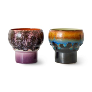 Set 2 cani multicolore din ceramica 240 ml 70s Lungo Merge HKliving