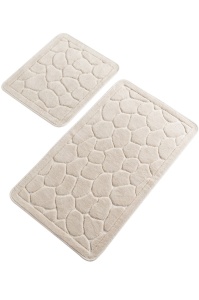 Set 2 covorase de baie gri piatra din bumbac Lino The Home Collection