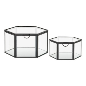 Set 2 cutii pentru bijuterii transpatente/negre din sticla Torpe House Nordic