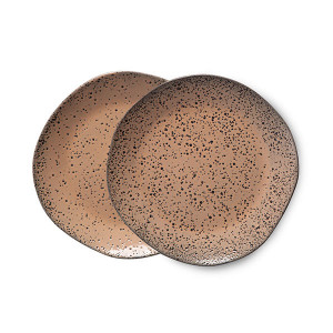 Set 2 farfurii pentru desert grej din ceramica 16 cm 70s HK Living