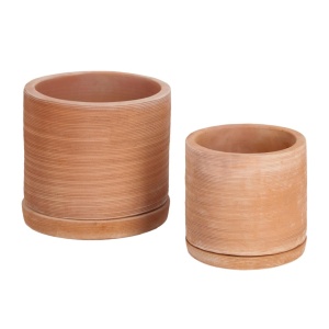 Set 2 ghivece cu farfurioare maro din ceramica Karlina Kave Home