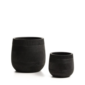 Set 2 ghivece negre din ceramica Tival Kave Home