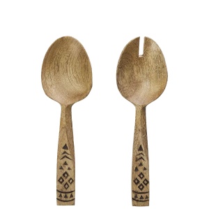Set 2 linguri pentru servire maro din lemn Ania Madam Stoltz